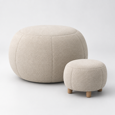 Pouf et repose-pied beige
