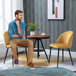 Lot de 2 chaises salle à manger chaise de cuisine scandinave chaise en velours rembourrée avec pieds effilés en métal, pour salon, salle à manger, jaune