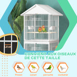 Volière intérieure cage à oiseaux sur roulettes design maison mangeoires perchoirs portes plateaux excréments amovibles
