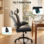 Chaise de Bureau Ergonomique, Fauteuil de Bureau en Maille avec Appui-Tête et Soutien Lombaire Réglables, Noir