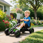 Kart à pédales pour enfants, karting enfant 3 à 6 ans avec roue libre, frein, roues EVA antidérapantes, vert