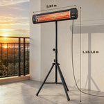 Radiateur Infrarouge sur Pied 2500 W IP65, Télécommande, Minuterie, 3 Niveaux, Hauteur Réglable, 87x81x180cm, Noir