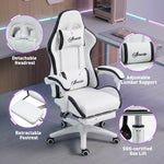 Siège gaming fauteuil gaming dossier inclinable 135° avec appui-tête repose-pieds 65l x 65P x 121-129H cm blanc et noir