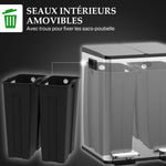 Poubelle de cuisine double, 2 x 20L, 2 couvercles à fermeture douce, seaux intérieurs amovibles et poignées