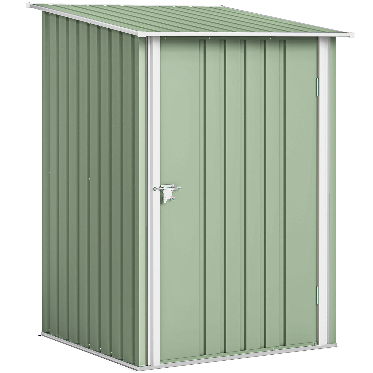 Abri de Jardin en Métal 1m², Tôle Ondulée, Toit Incliné, Porte Verrouillable, 100x103x160cm, Vert Clair