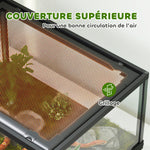 Terrarium en verre pour reptile enclos pour hamster 86 L ventilation supérieure porte coulissante 50,8x30,5x35,6cm noir
