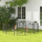 Parc enclos modulable acier époxy porte verrouillable pour chiens petits animaux intérieur et extérieur 80 x 80 cm gris