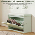 Banco zapatero con cojín de asiento acolchado y cajón abatible para pasillo, dormitorio, 80 x 26 x 47,5 cm, verde