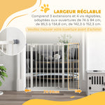 Barrière de sécurité animaux porte fermeture automatique système de double verrouillage sans perçage 1 extension blanc