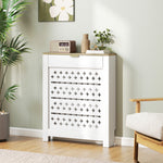 Couvercle de radiateur, cache radiateur avec placard rabattable et étagère supérieur, 78 x 19 x 95,5 cm, blanc