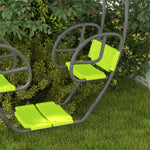 Balançoire pour enfants structure en métal avec poignée pour 2 enfants de 3 à 6 ans 110,5 x 40,5 x 180 cm vert