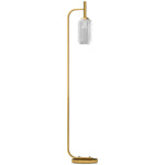 Lampadaire sur pied salon lampe sur pied avec abat-jour en verre texturé interrupteur à pied 29 x 25 x 152 cm métal or