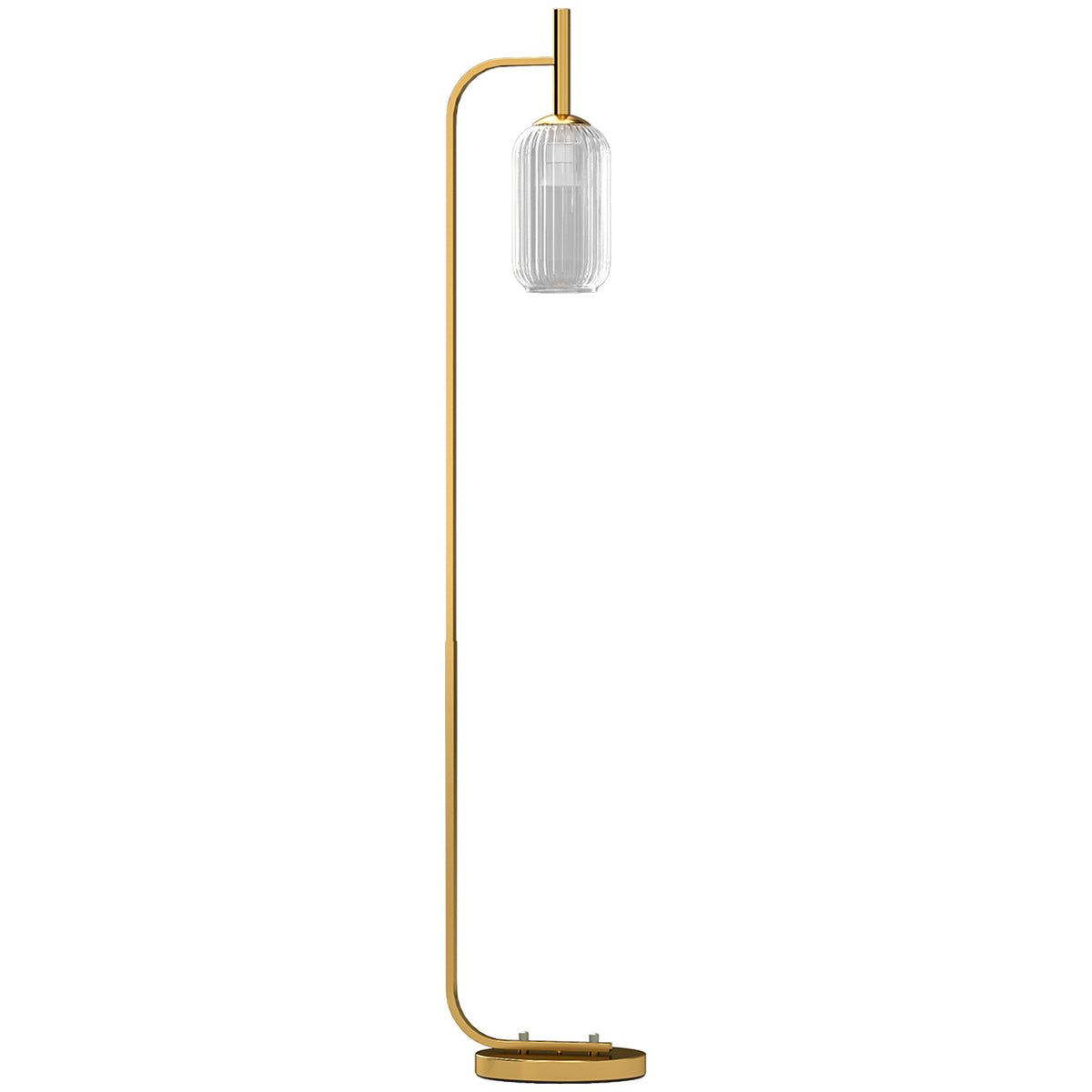 Lampadaire sur pied salon lampe sur pied avec abat-jour en verre texturé interrupteur à pied 29 x 25 x 152 cm métal or