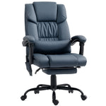 Fauteuil de bureau massant, repose-pied, hauteur réglable, dossier inclinable, télécommande filaire, 66x75x122cm, bleu