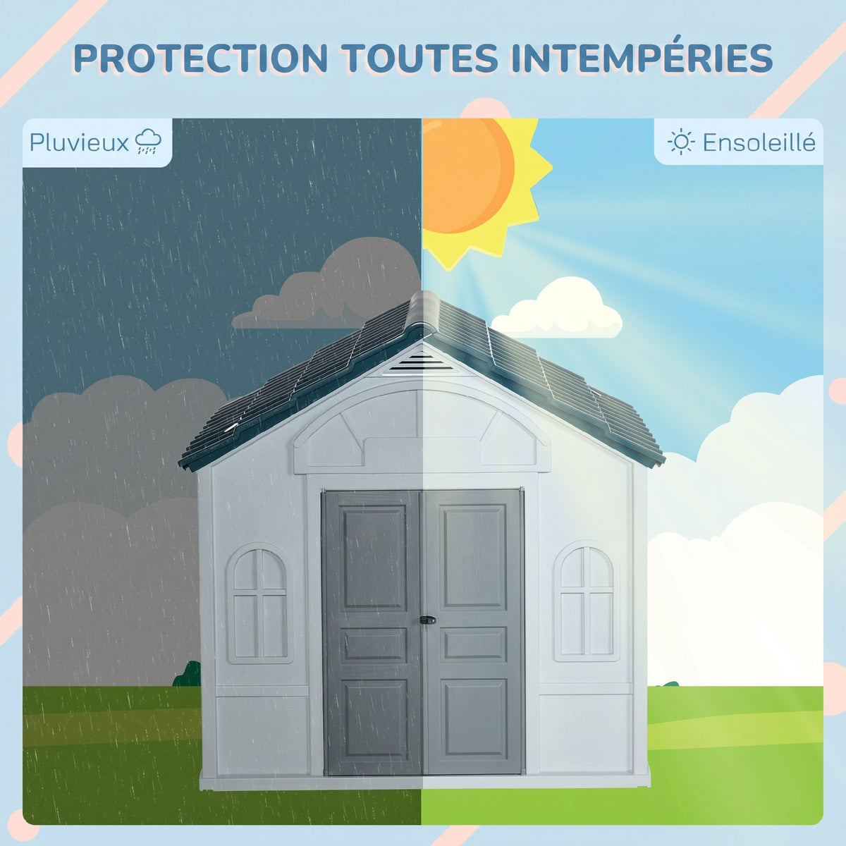 Niche pour Chien Extérieur avec Toit en Pente et Porte Avant Ouverte, pour Chiens Moyens et Grands, 84,2x98,2x82cm, Bleu