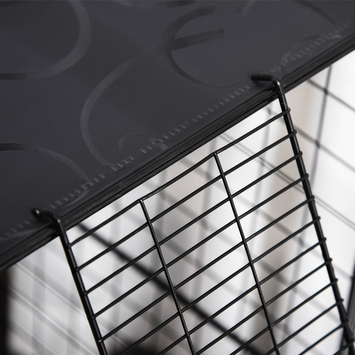 Enclos pour petits animaux, cage à lapin modulable 3 niveaux, 39 panneaux avec  rampes, en métal, 70 x 70 x 105 cm, noir