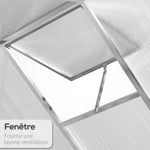 Serre de jardin en aluminium polycarbonate, serre avec fenêtres supérieures réglables, porte battante, abri extérieur résistant aux intempéries pour plante fleur, 242x190x195 cm, transparent