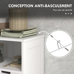 Meuble de salle de bain armoire 2 portes étagère réglable 2 tiroirs niche 61 x 30,5 x 109,5 cm blanc
