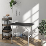 Table de toilettage pour chien pliante plateau antidérapant en caoutchouc avec 2 sangles 90 x 60 x 76 cm noir