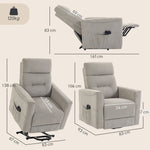 Fauteuil Releveur Électrique Massage Vibration et Chaleur, Fauteuil Relax Électrique, Dossier Inclinable, Chenille, Gris