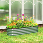 Jardinière surélevée carré potager de jardin en acier modulable légumes, plantes, fleurs, dim. 150 x 62 x 30 cm vert-9