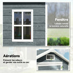 Abri de jardin en plastique avec plancher porte verrouillable fenêtre et ventilation  128 x 104 x196 cm gris