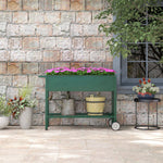 Jardinière sur Pieds Potager dim. 109L x 44l x 80H cm étagère 2 Roues + Insert d'irrigation métal Vert