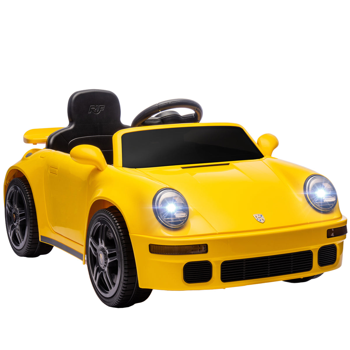 Voiture électrique enfants, véhicule électrique 12V, télécommande 2,4G, phares, musique, klaxon, 103 x 55 x 44 cm, jaune