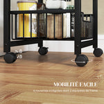 Desserte cuisine 4 niveaux chariot de service sur roulettes plan de travail cadre en acier 49,5 x 31 x 91 cm gris clair