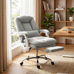 Chaise bureau ergonomique, fauteuil de bureau inclinable en velours avec support lombaire, hauteur réglable, gris clair