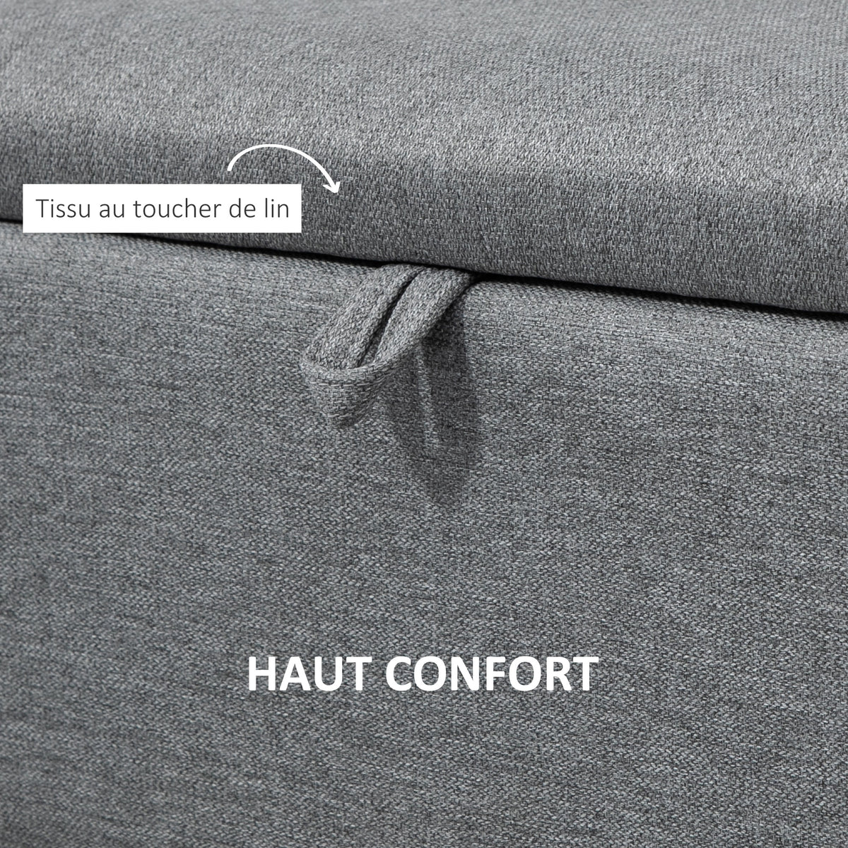 Panca contenitore 2 in 1 in tessuto con gambe in acciaio nero 102 x 40 x 39,5 cm grigia