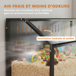 Cage Hamster 2-en-1 avec Armoire de Rangement pour Rongeur Hamster Syrien et Souris Acier et Acrylique Noir