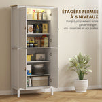 Buffet cuisine, meuble cuisine rangement haut avec LED réglable et détecteur de mouvement, 80 x 40 x 176,5 cm, blanc