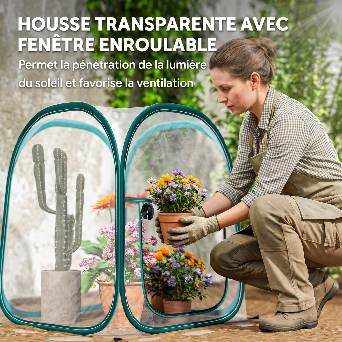 Mini serre de jardin, mini pop up serre en PVC transparent, pour intérieur ou extérieur, pour légume, 70 x 70 x 80 cm