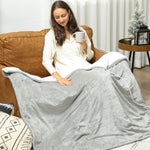 Coperta termica, plaid riscaldante, 9 livelli di calore, timer 9 ore, lavabile in lavatrice, 180x130cm, grigio