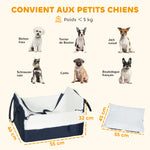 Siège auto pour chien avec ceinture de sécurité et fixation, siège de voiture pour chiens 55 x 46 x 32 cm bleu marine