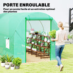 Serre tunnel de jardin 8 m², serre de jardin tunnel avec porte et 6 fenêtres, bâche PE 140 g/m² 400 x 200 x 200 cm vert