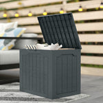 Coffre de rangement extérieur 97L avec poignées encastrées, malle de rangement extérieur étanche 56x41x50cm, gris foncé