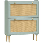Meuble à chaussures 12 paires, armoire à chaussures avec 2 tiroirs rabattables, étagères réglables, 80x26x101 cm, vert