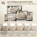 Canapé 2 Places en Velours Côtelé, Canapé de Salon 144 cm avec Assise Large Rembourrée, 2 Oreillers, Beige