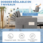 Canapé convertible 2 places 3 en 1 canapé-lit avec lit gigogne double dossier réglable 2 coussins 80,5x137,5x84cm gris-4