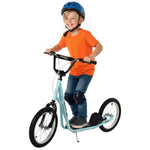 Trottinette patinette pour Enfants à partir de 5 Ans Grands pneus en Caoutchouc Guidon réglable poignée Frein et béquille Acier Charge max. 100 Kg Bleu