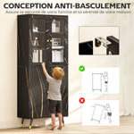 Bibliothèque, étagère à 6 niveaux, meuble de rangement 6 étagères ouvertes porte vitrée et placard 70 x 35 x 170 cm noir-6