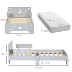 Lit pour enfants de 3 à 6 ans design étoiles et lune sommier à lattes inclus chambre moderne 143 x 76 x 49 cm gris