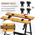 Établi pliant établi de serrage avec 4 serre-joints table de travail, charge 100 kg, 62,5x60,5x78,5cm, noir