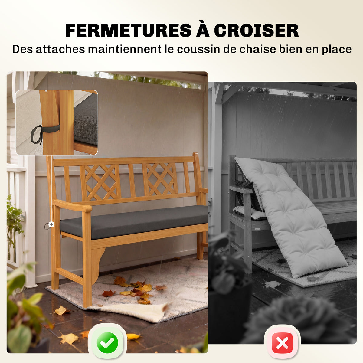 Coussin de banc, coussin pour Banc de Jardin extérieur intérieur housse amovible, 110 x 46 x 6,5 cm, gris foncé