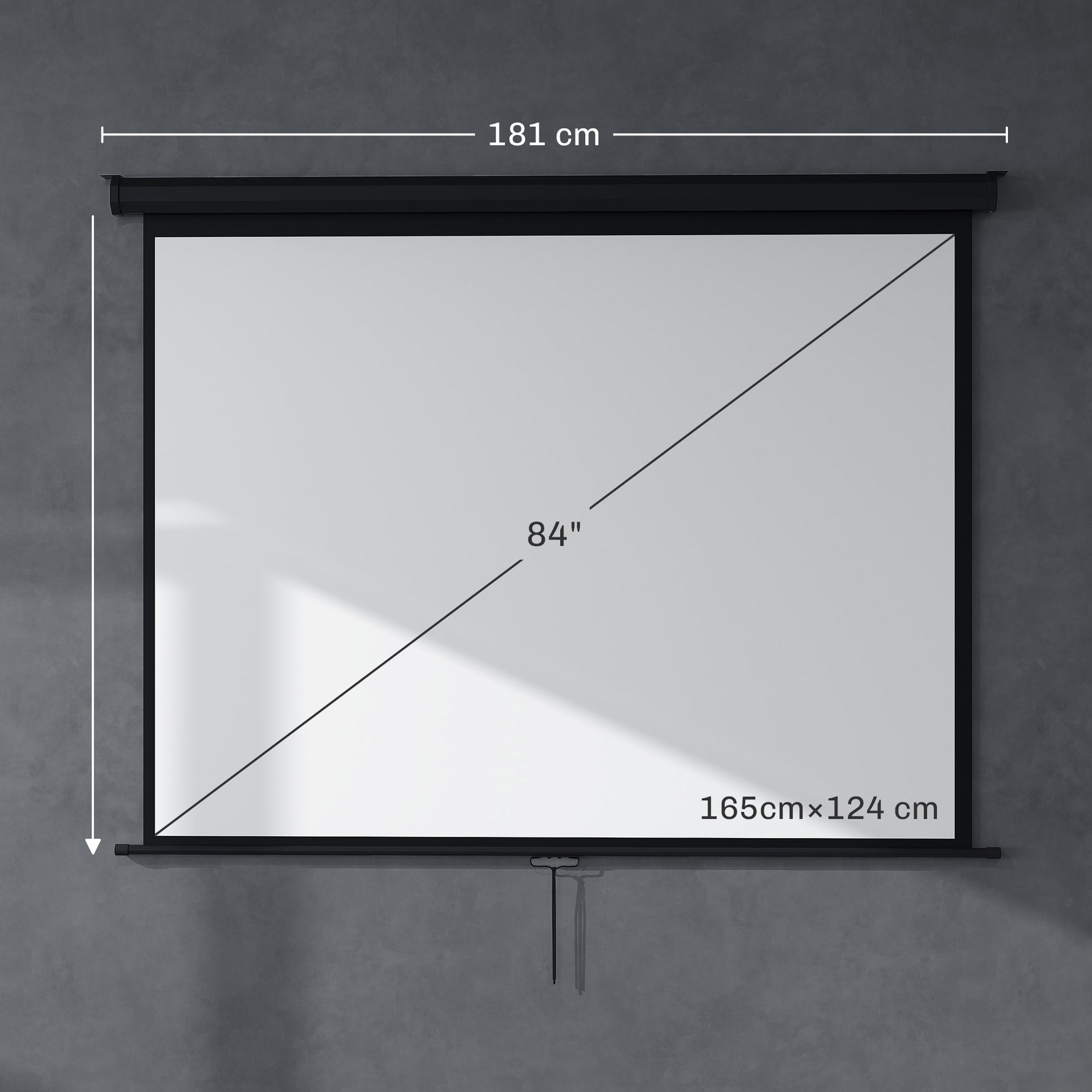 Écran de projection de 84 pouces, écran vidéoprojecteur, 4:3 4K HD, fixation mur ou plafond, 181l x 8P x 138H cm, noir