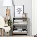 Zapatero mueble de entrada armario de almacenaje, 2 puertas abatibles, 62,5 x 26 x 81 cm, gris y blanco