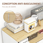 Meuble de rangement buffet sur pied scandinave placard 2 portes avec étagère intérieure blanc et aspect bois