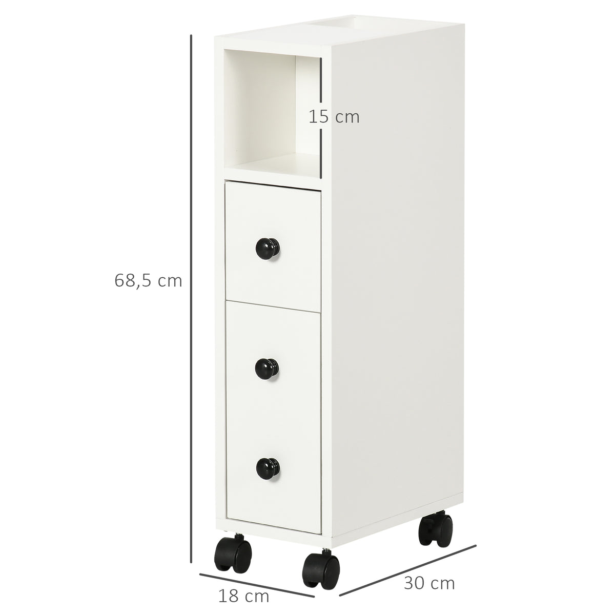 Porte-Papier Toilette 3 Niveaux avec Sortie Intégrée, Panneaux de Particules Aspect Blanc